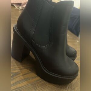Chunky Black Heeled Ankle Boots